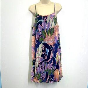 Nicole Miller - Multicolor Paisley Lined Sleeveless Pleated Mini Dress Size 14